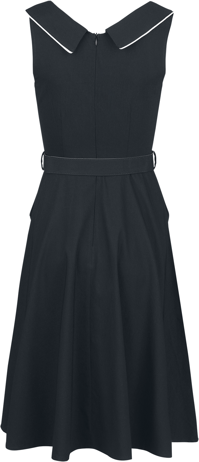 Voodoo Vixen Asymetrical Neckline Piping Detail Flare Dress Mittellanges Kleid schwarz weiß