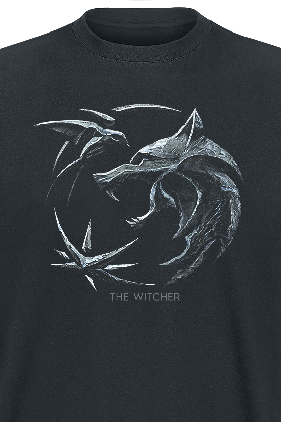 The Witcher T-Shirt - Wolf - Logo - L bis XXL - für Männer - Größe XXL - schwarz  - Lizenzierter Fanartikel