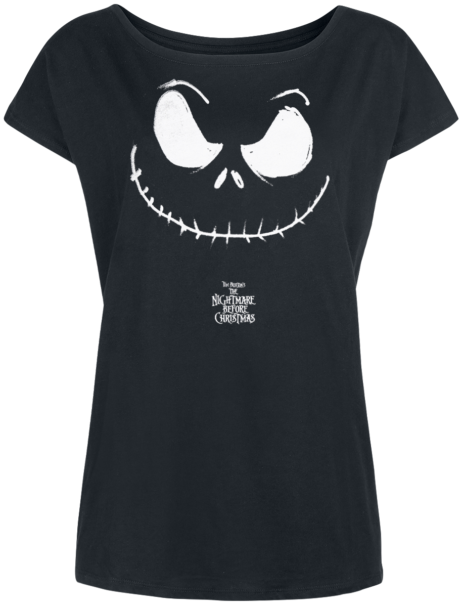 The Nightmare Before Christmas - Gothic T-Shirt - Jack Face - M bis XL - für Damen - Größe L - schwarz  - Lizenzierter Fanartikel