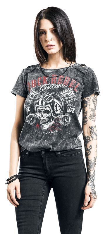 Markenkleidung Brands by EMP schwarzes T-Shirt mit Rundhalsausschnitt und Print | Rock Rebel by EMP T-Shirt
