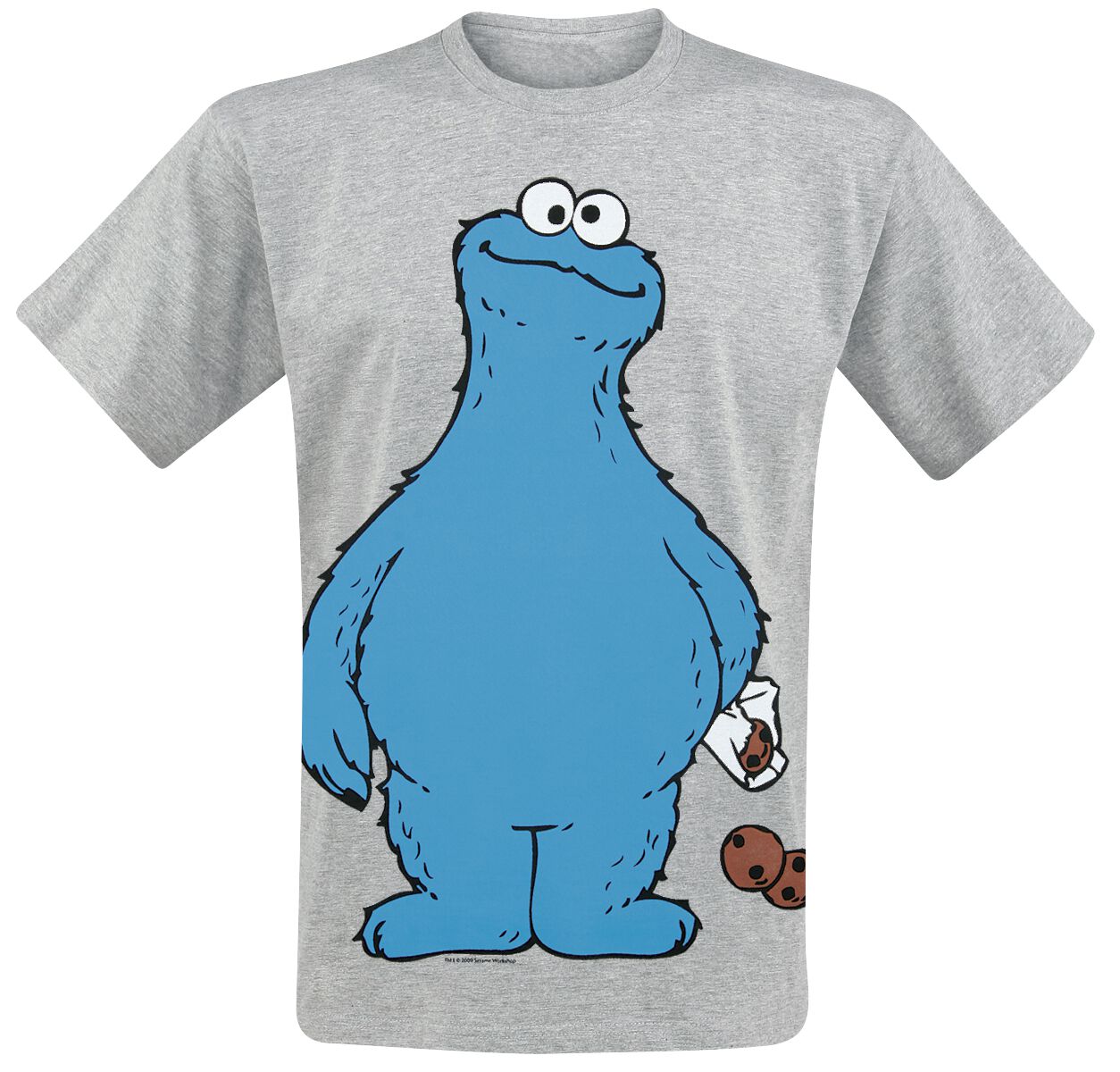 Sesamstraße T-Shirt - Krümelmonster - Cookie Thief - M bis 4XL - für Männer - Größe 4XL - grau meliert  - Lizenzierter Fanartikel
