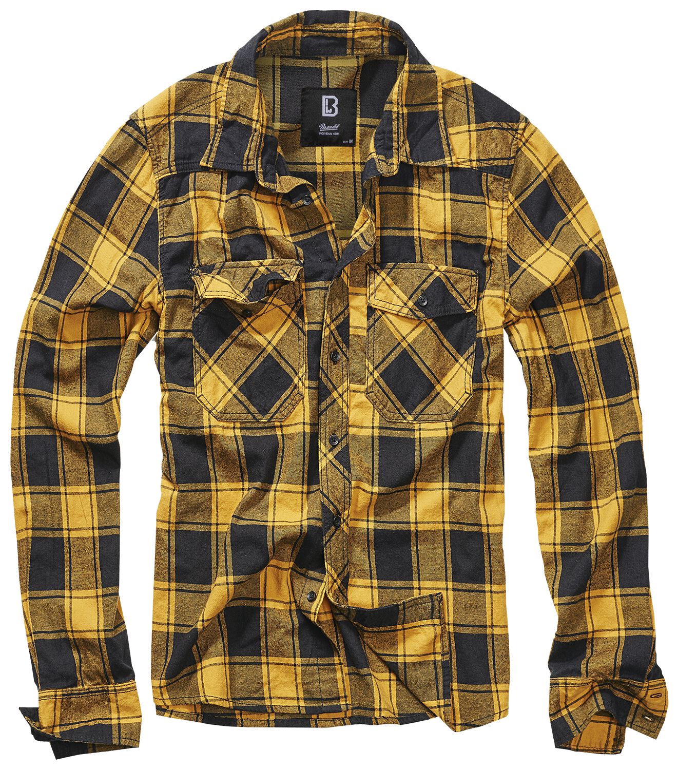 Brandit Langarmhemd - Checkshirt - S - für Männer - Größe S - schwarz/gelb
