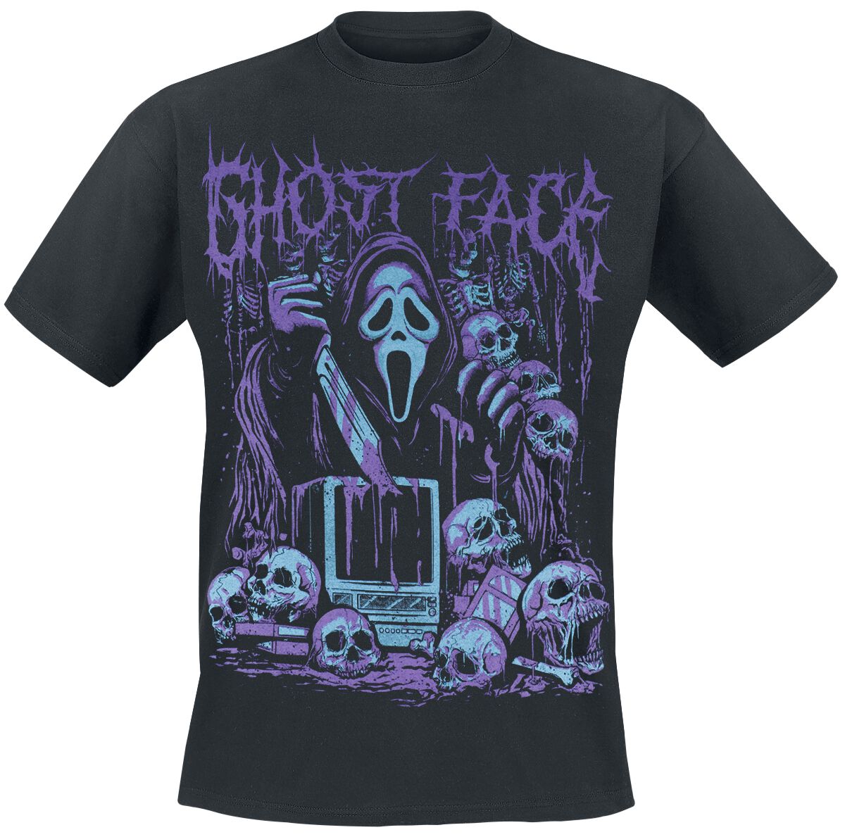 T-Shirt - Ghostface - Television Skeleton - M bis XXL - für Männer - Größe L - schwarz - Lizenzierter Fanartikel - Männer - male