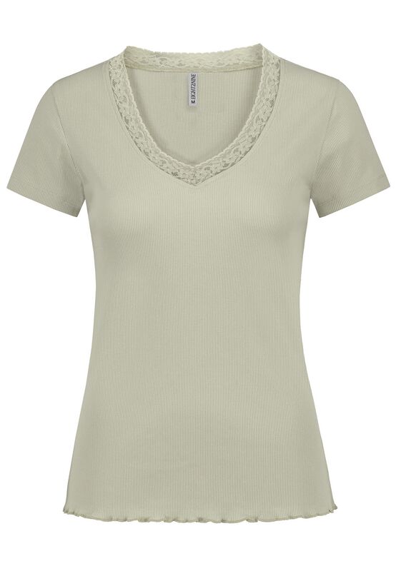 Sublevel T-Shirt - T-SHIRT WITH LACE - XS bis XL - für Damen - Größe M - grün