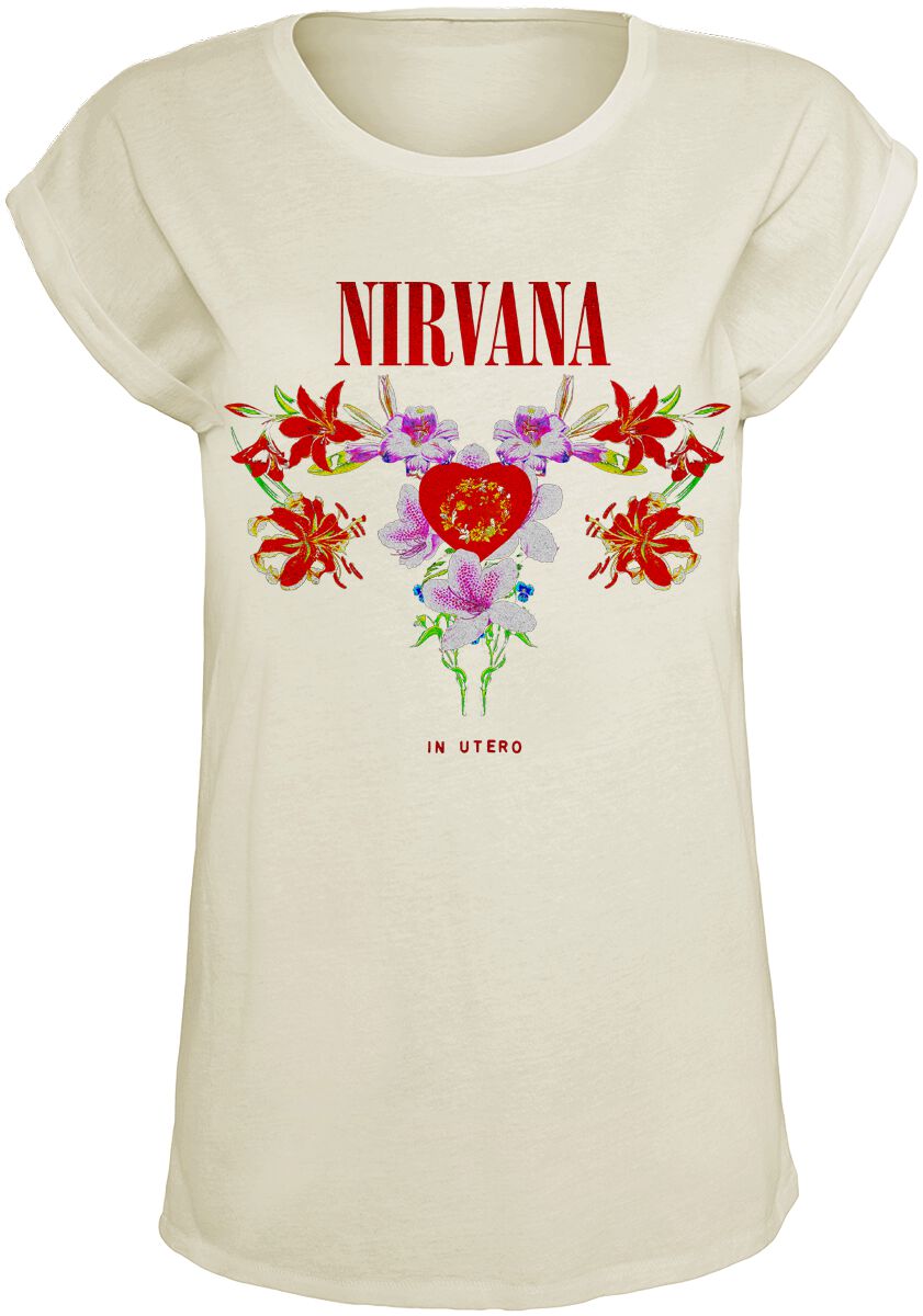 T-Shirt Manches courtes de Nirvana - In Utero Floral - S à XXL - pour Femme - beige