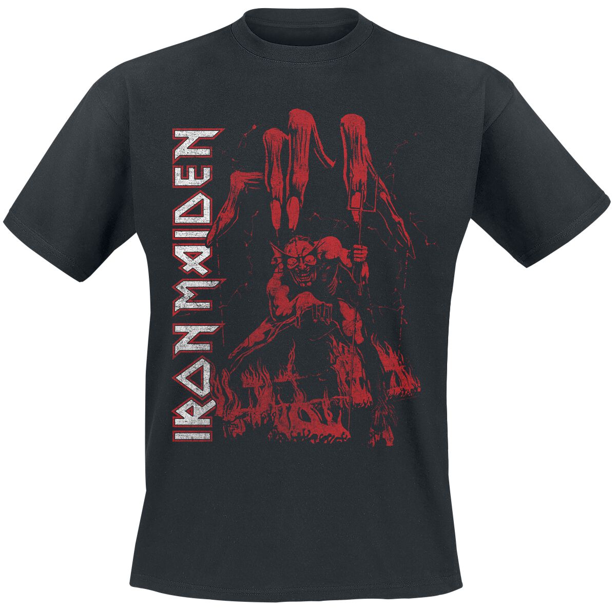 Levně Iron Maiden Eddie Big Hand Red Tričko černá