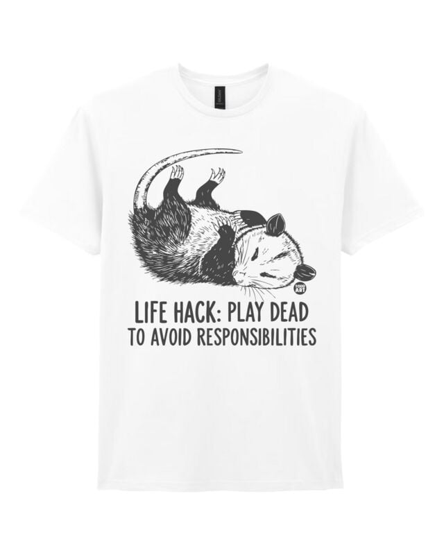T-Shirt - Live Hack: Play Dead To Avoid Responsibilities - M bis 3XL - für Männer - Größe 3XL - weiß - Männer - male