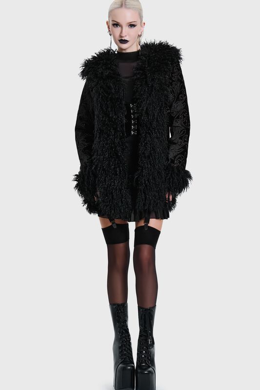 Killstar - Gothic Mantel - MIST OF DAWN COAT - XS bis XXL - für Damen - Größe XS - schwarz