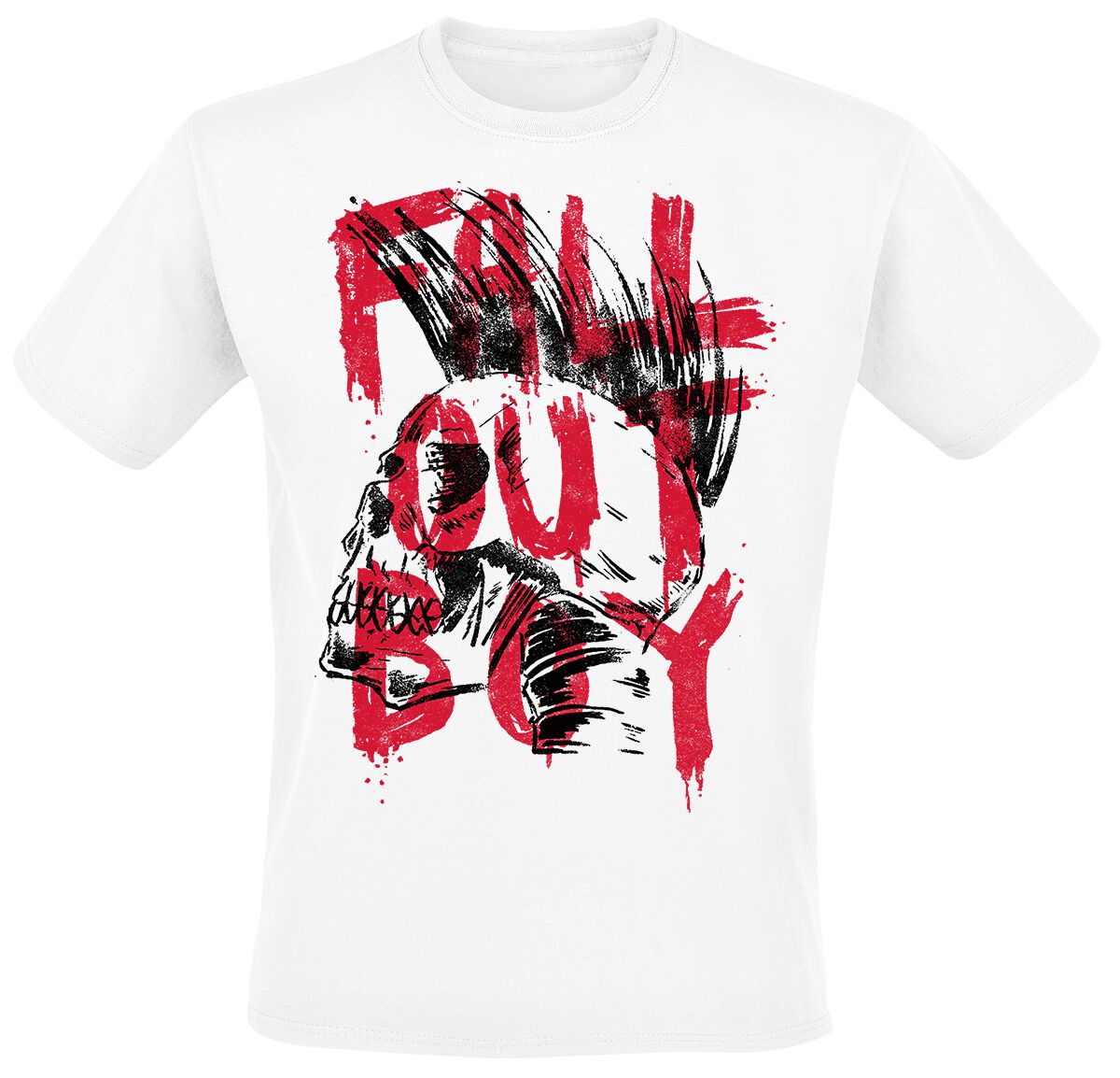 Image of Fall Out Boy Mohawk Skull T-Shirt weiß