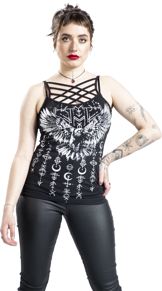 Thumbnail - Black Premium by EMP Tank-Top with Raven Frontprint Top schwarz in M