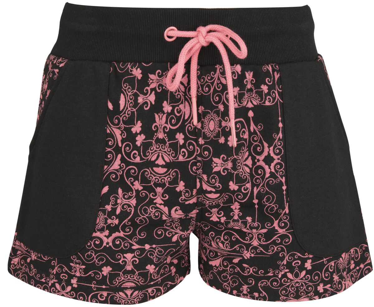 RED by EMP - Shorts with pink ornaments - Short - schwarz - EMP Exklusiv!