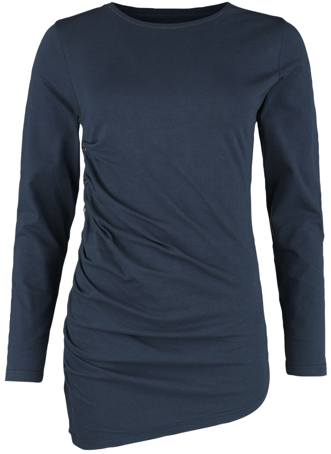 Levně Black Premium by EMP Tričko s dlouhými rukávy a řasením Dámské tričko s dlouhými rukávy tmavě modrá