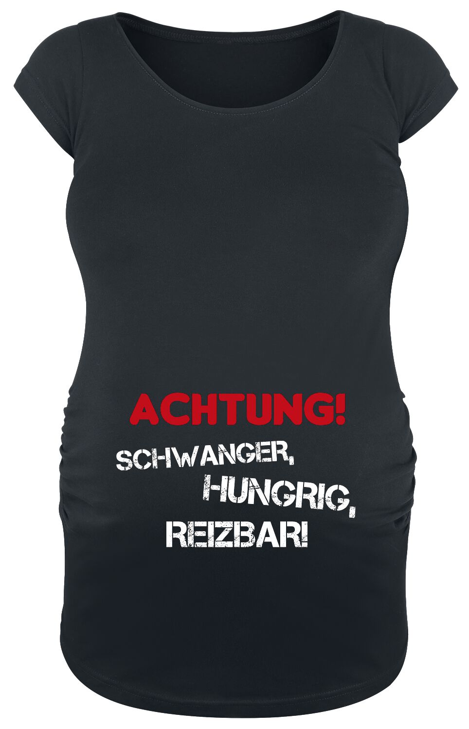 Umstandsmode Achtung! Schwanger, Hungrig, Reizbar! T-Shirt schwarz in XL
