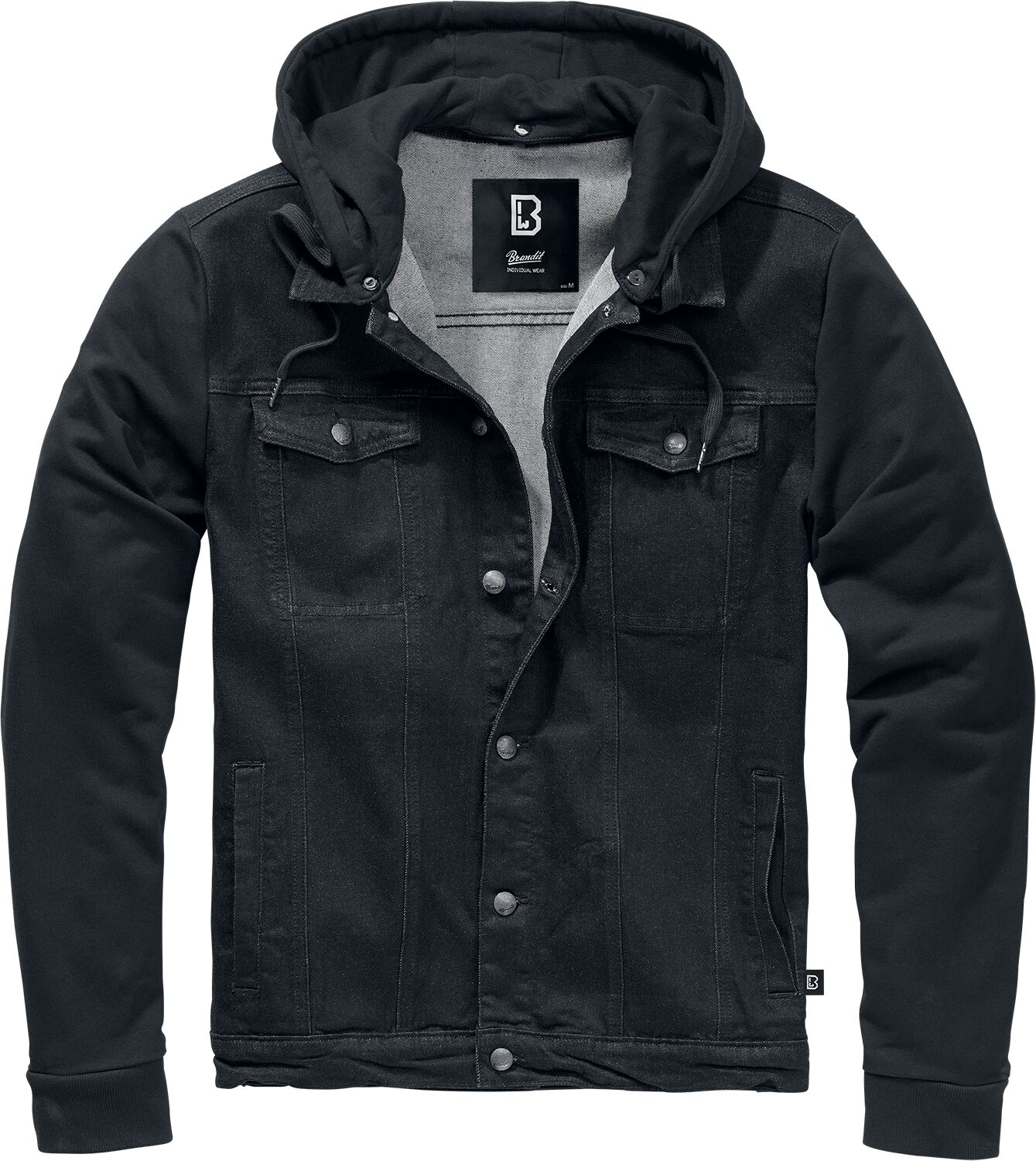 Brandit Jeansjacke - Cradock Denim Hooded Vest - 3XL bis 5XL - für Männer - Größe 4XL - schwarz