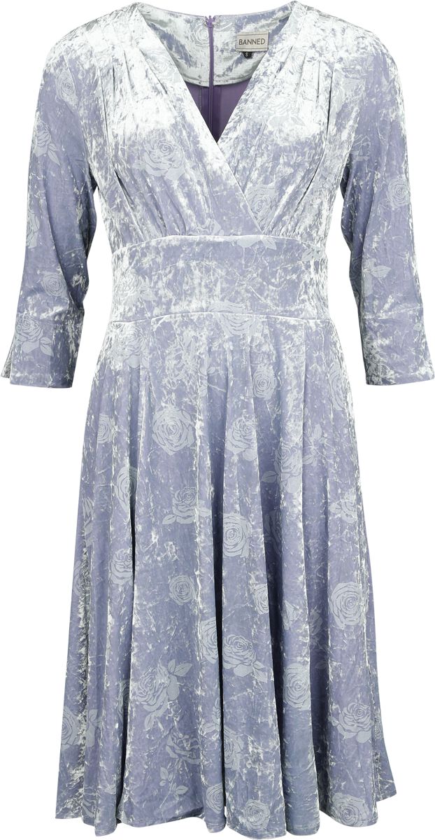 Banned Retro Velvet Grace Fit & Flare Dress Mittellanges Kleid grau in 4XL
