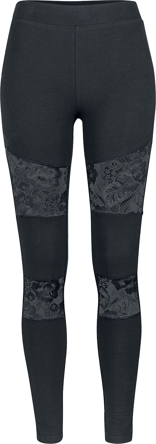 Urban Classics Leggings - Ladies Lace Inset Leggings - XS bis 5XL - für Damen - Größe 4XL - schwarz