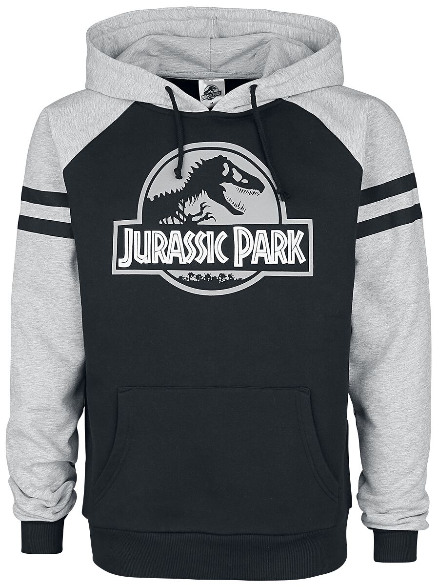 Jurassic Park Silver Logo Kapuzenpullover schwarz grau meliert Jurassic Park Silver Logo Kapuzenpullover schwarz grau meliert