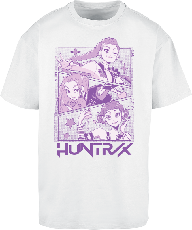 KPop Demon Hunters Anime Oversized T-shirt - Huntrix Manga Panels - white