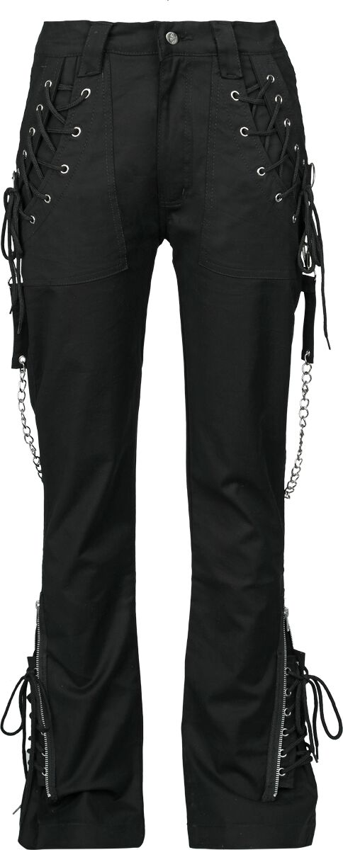 Image of Pantaloni Gothic di Gothicana by EMP - Grace trousers with chains and lacing - W27L32 a W31L32 - Donna - nero