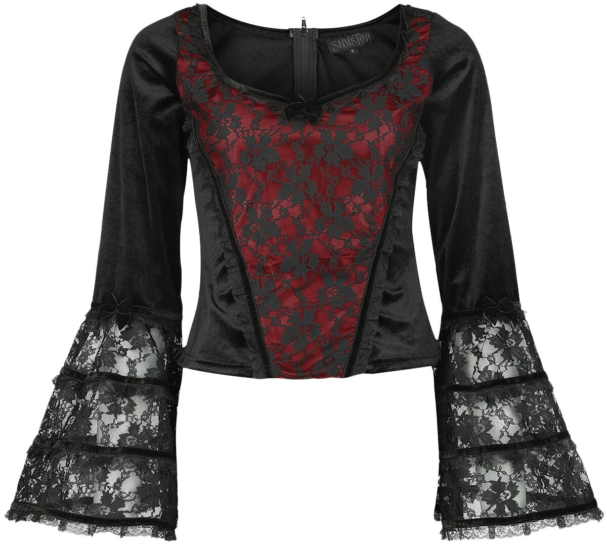 Image of Maglia Maniche Lunghe Gothic di Sinister Gothic - Gothic Longsleeve - S a XXL - Donna - nero/rosso