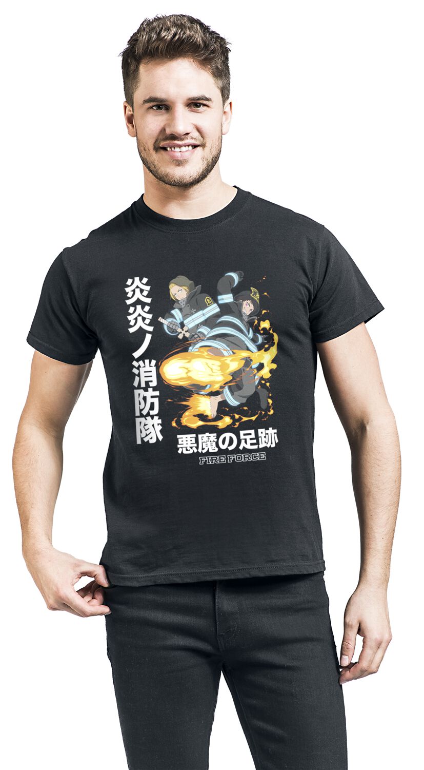 Fire Force - Anime T-Shirt - Devil Footprints - S bis XL - für Männer - Größe S - schwarz  - Lizenzierter Fanartikel