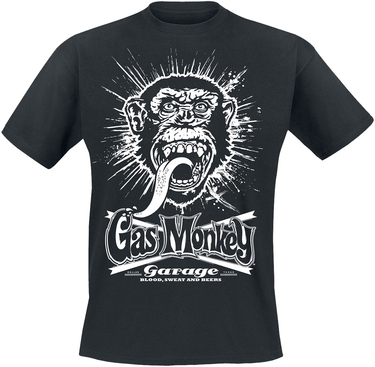 Gas Monkey Garage T-Shirt - Monkey Explosion - S bis XXL - für Männer - Größe S - schwarz  - Lizenzierter Fanartikel