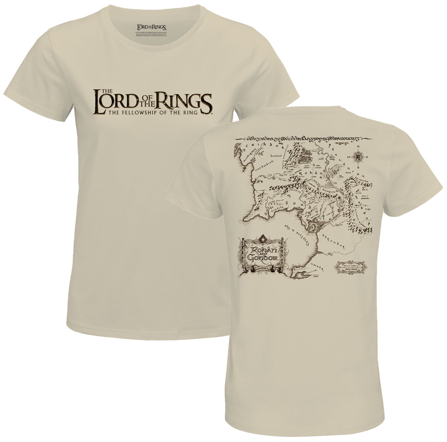 The Lord Of The Rings  T-Shirt - Gondor Map - for Women - sand