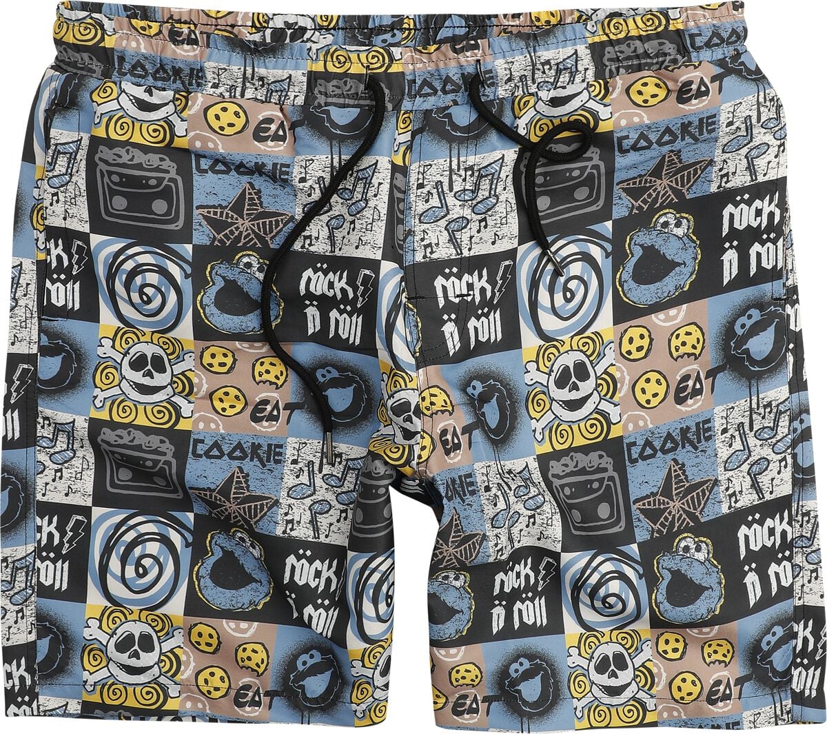 Badeshort - Krümelmonster - Rock N' Roll - M bis XXL - für Männer - Größe XL - multicolor - EMP exklusives Merchandise! - Männer - male