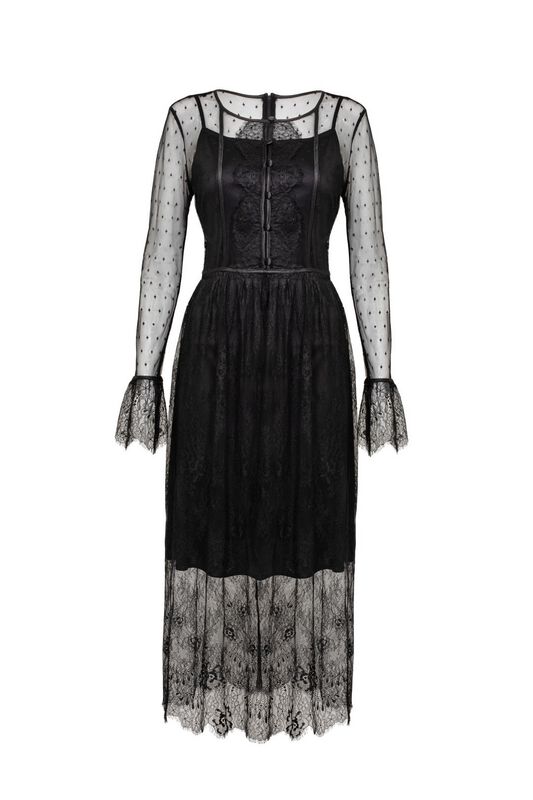 Hell Bunny - Gothic Midi-jurk - DARK KNIGHT DRESS - XS tot 3XL - voor Vrouwen - zwart