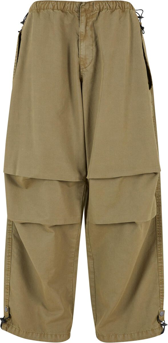 Levně Urban Classics Dámské, bavlněné kalhoty v parašutistickém stylu Dámské kalhoty olivová