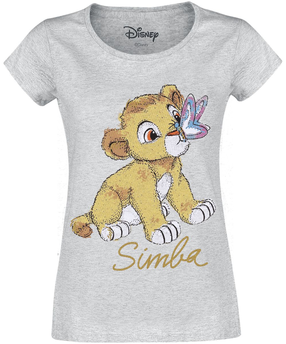 Der König der Löwen - Disney T-Shirt - Simba - Baby - S bis XXL - für Damen - Größe XL - grau meliert  - Lizenzierter Fanartikel