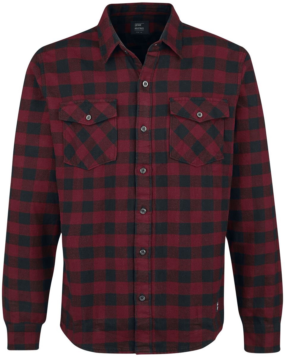 Vintage Industries Flanellhemd - Harley Shirt - S bis 3XL - für Männer - Größe S - rot/schwarz