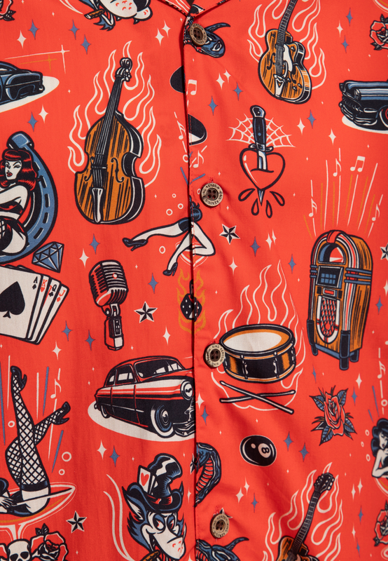 4065409322494 - Rock´n Roll Hawaii Shirt Kurzarmhemd rot in 4XL 4065409322494 - Rock´n Roll Hawaii Shirt Kurzarmhemd rot in 4XL