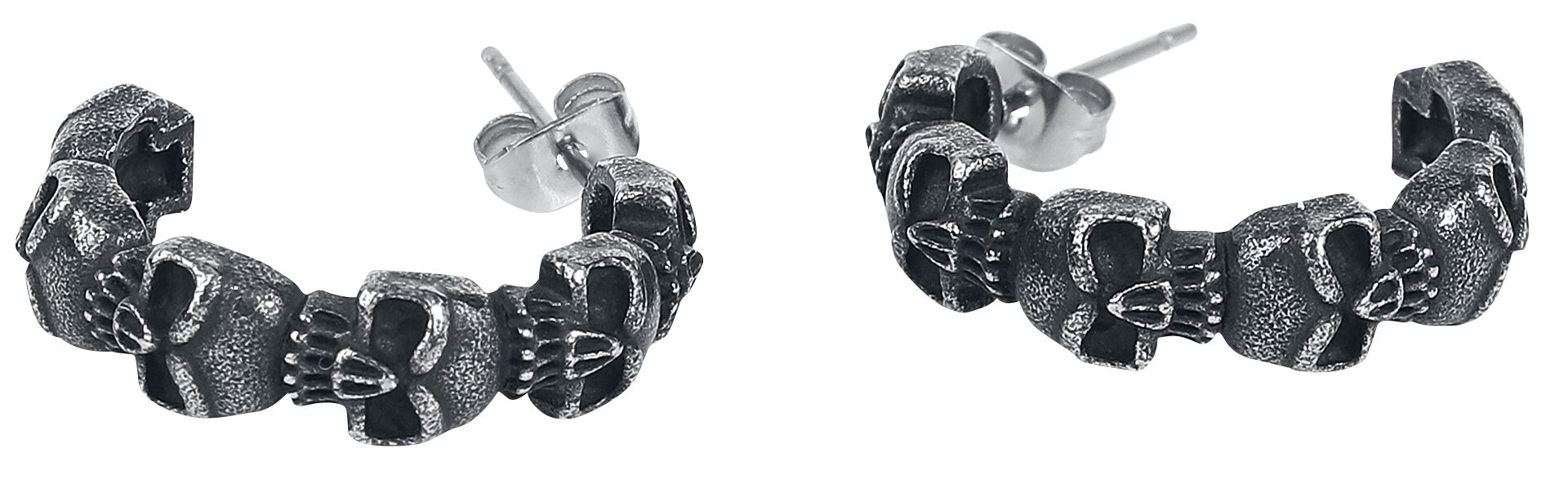 Image of Set di orecchini Gothic di etNox - Black skulls - Donna - colore argento