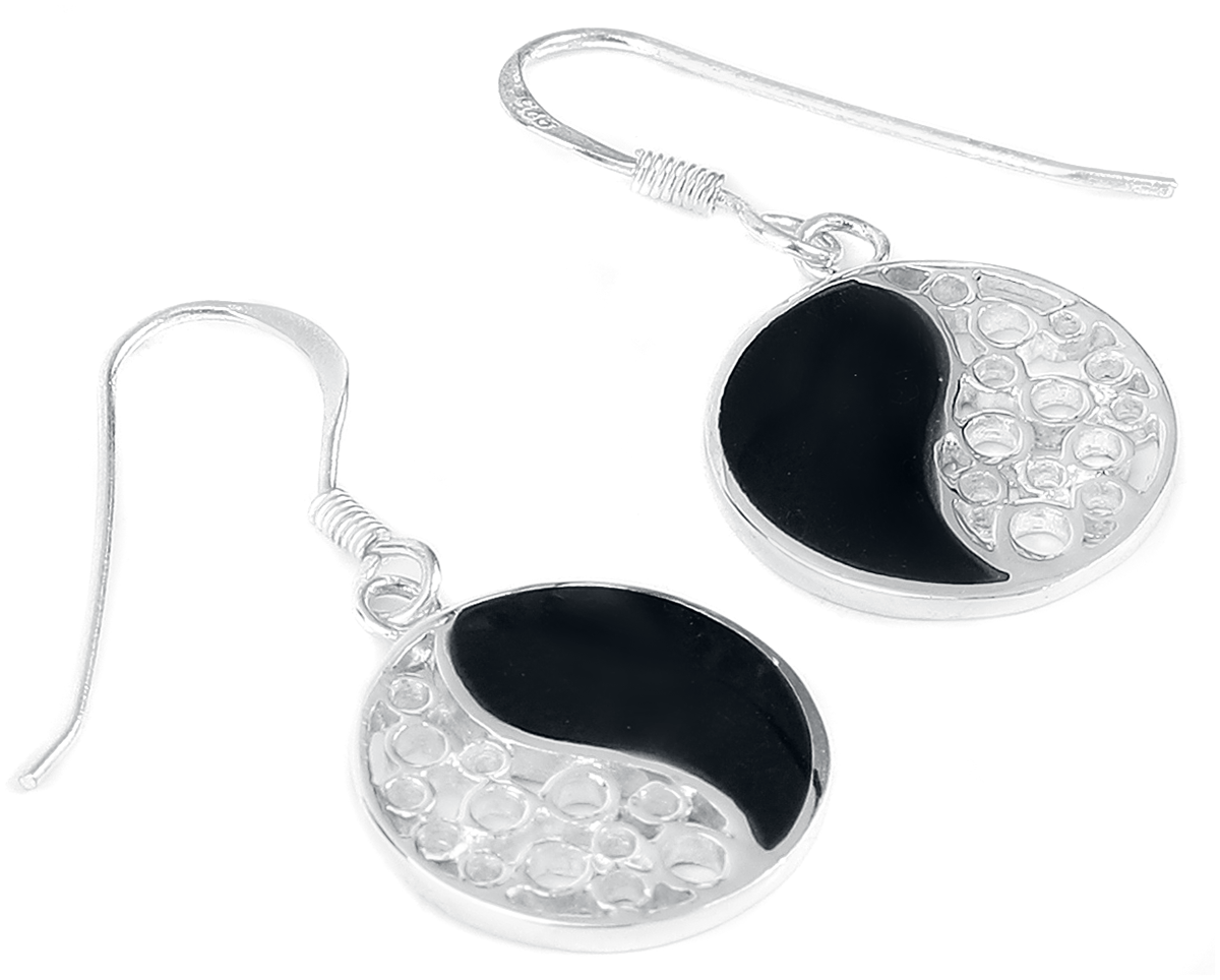 etNox Ohrring - Yin Yang - für Damen - schwarz/silberfarben