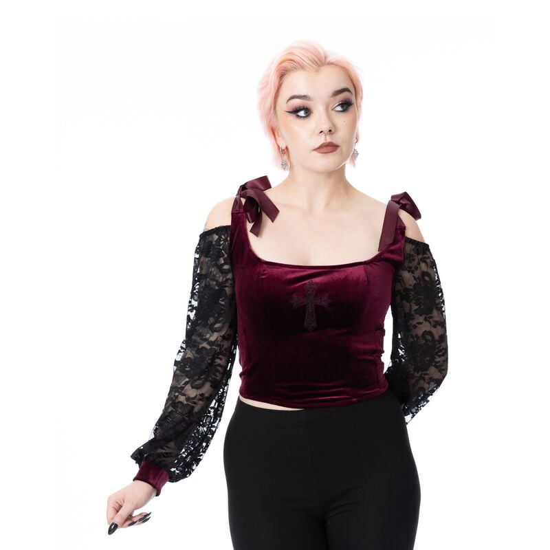 Poizen Industries - Gothic Top - Drusilla Corset Top - XS tot XXL - voor Vrouwen - rood