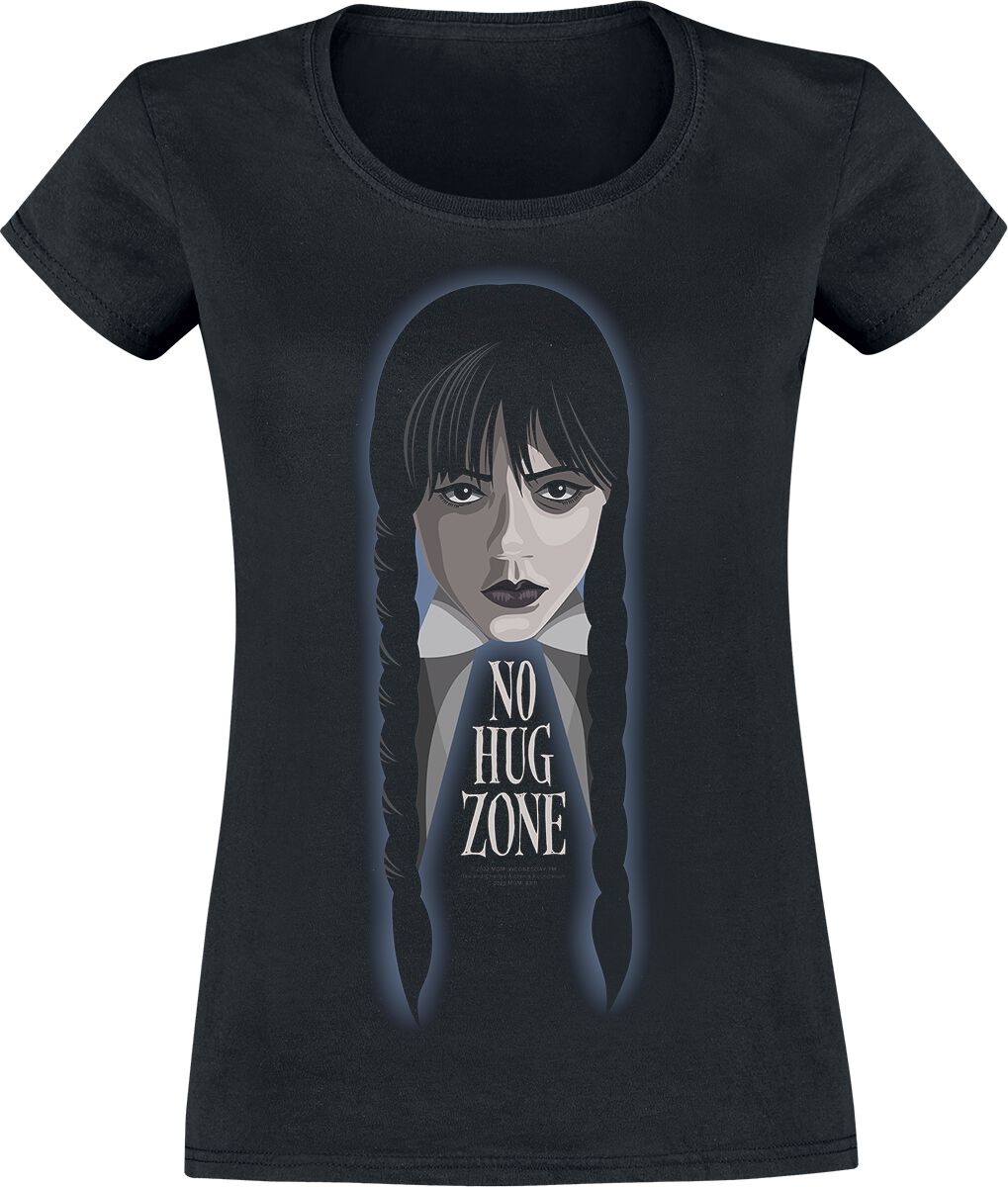 T-Shirt Manches courtes de Wednesday - No Hug Zone - S à XXL - pour Femme - noir
