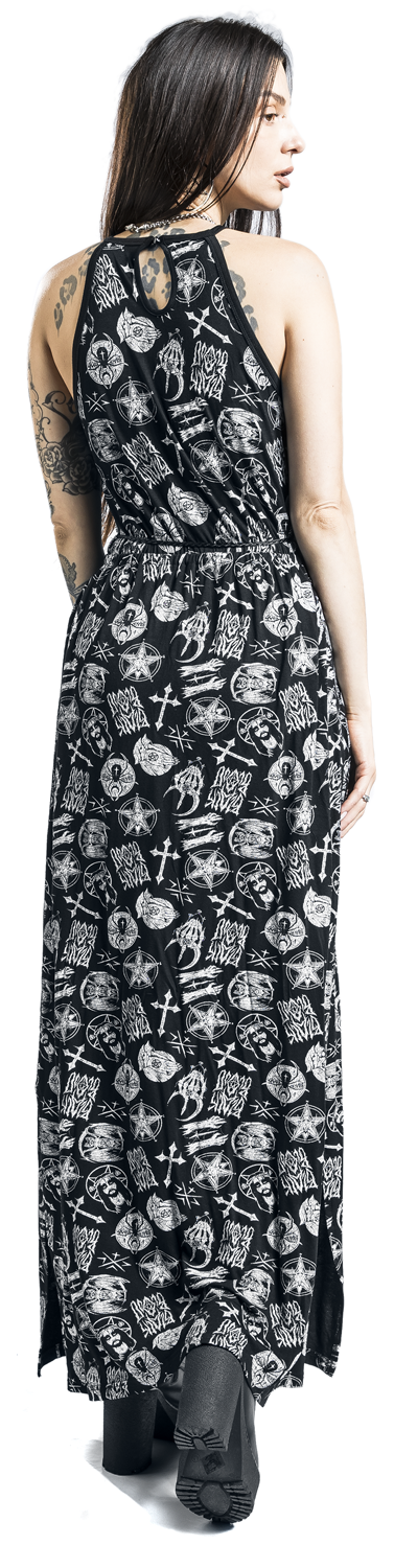 Black Blood by Gothicana Maxikleid mit Alloverprint Langes Kleid schwarz - 50.01% Rabatt