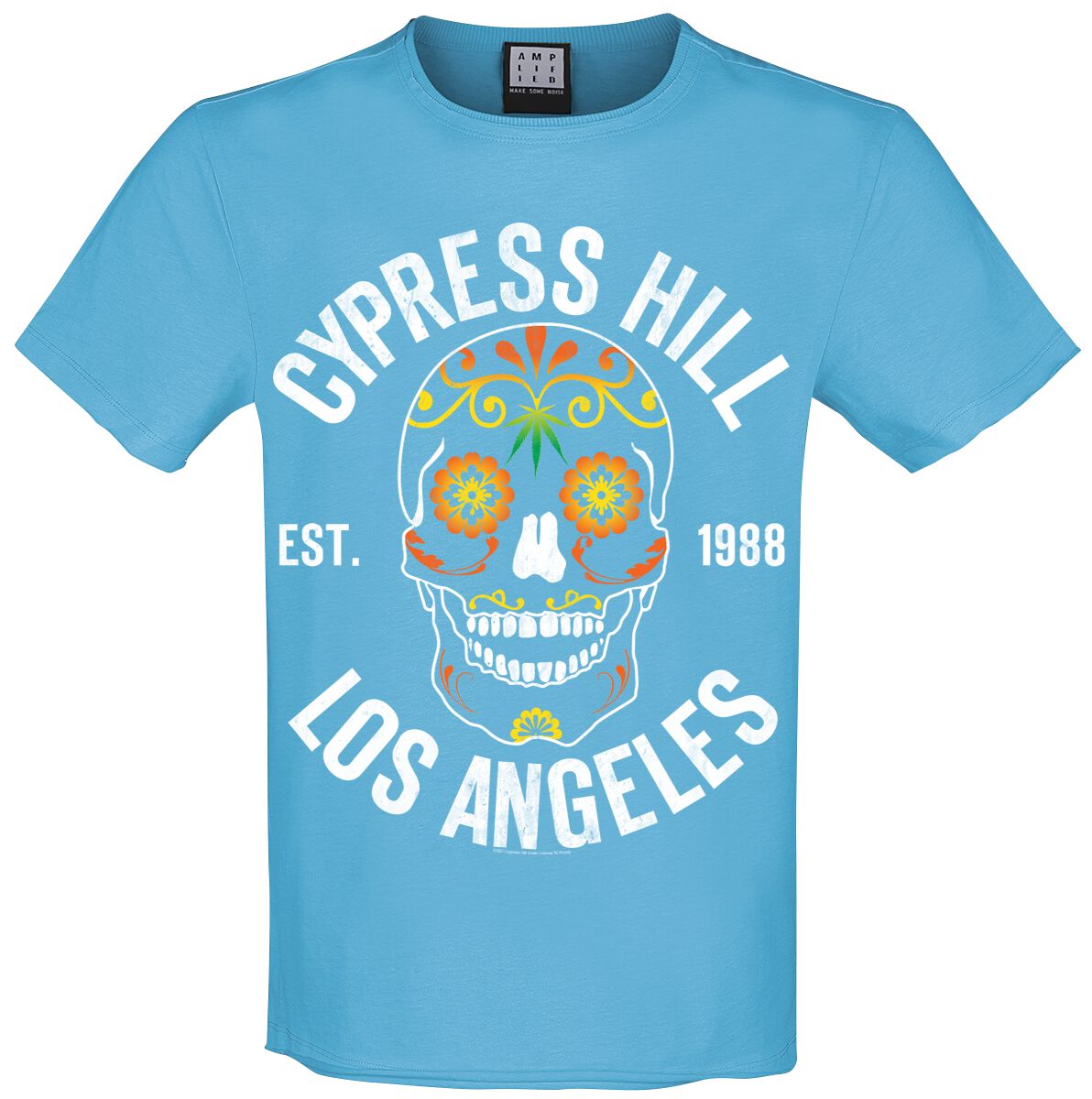 Image of Cypress Hill Amplified Collection - Floral Skull T-Shirt petrol