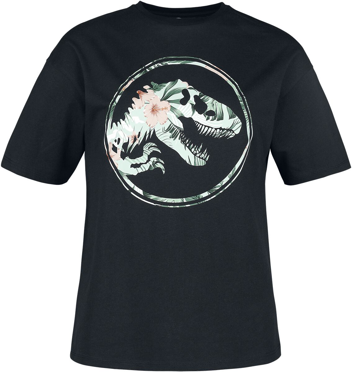 T-Shirt Manches courtes de Jurassic Park - Logo Fleur - S à 3XL - pour Femme - noir
