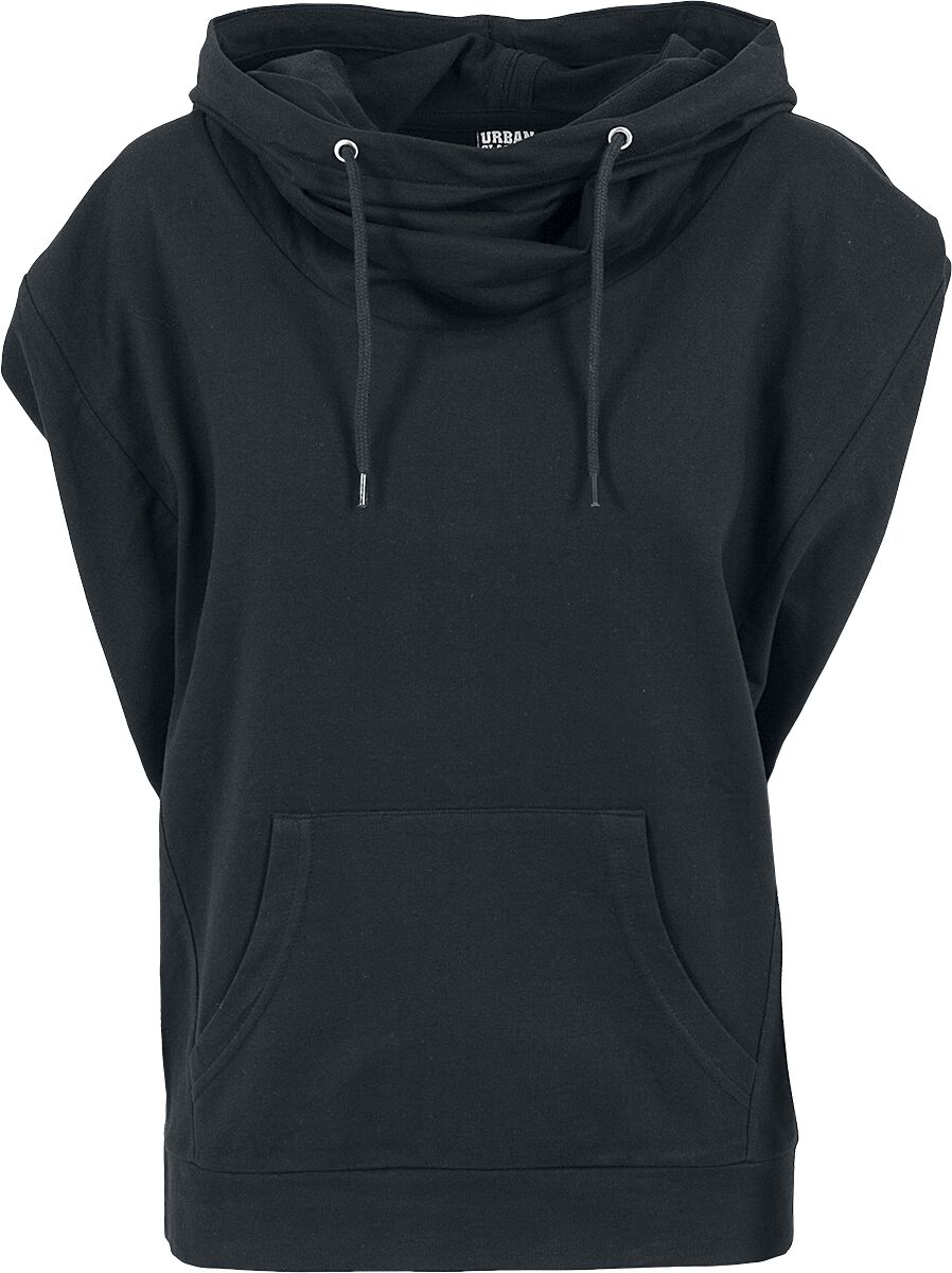 Urban Classics  T-Shirt - Ladies Sleeveless Terry High Neck Hoodie - for Women - black