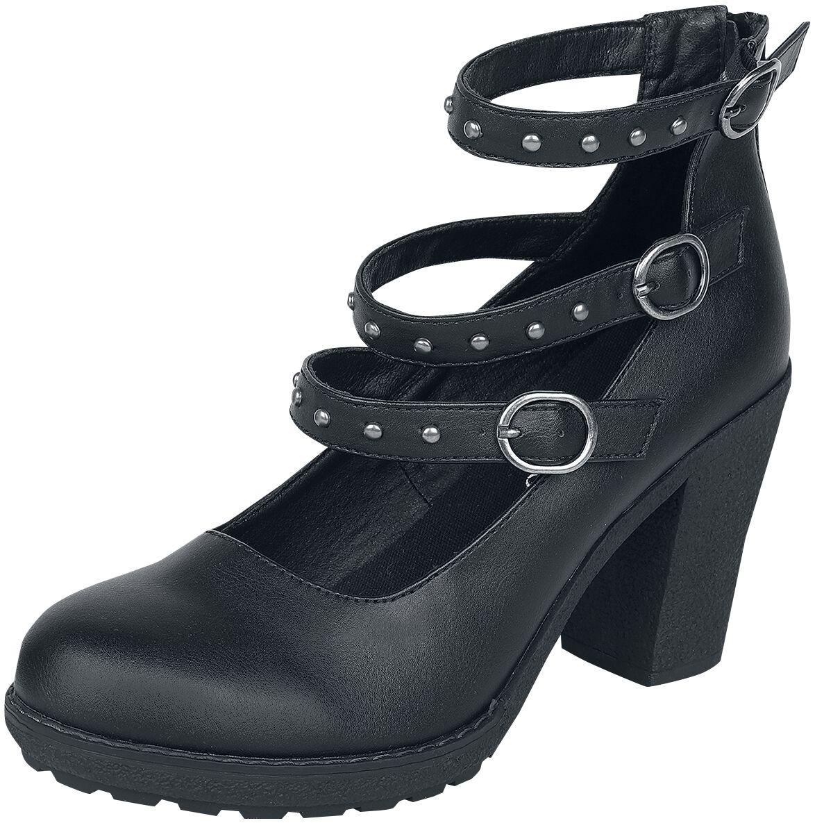 Gothicana by EMP - Gothic High Heel - High Heels mit Riemen und Nieten - EU37 bis EU41 - für Damen - Größe EU40 - schwarz