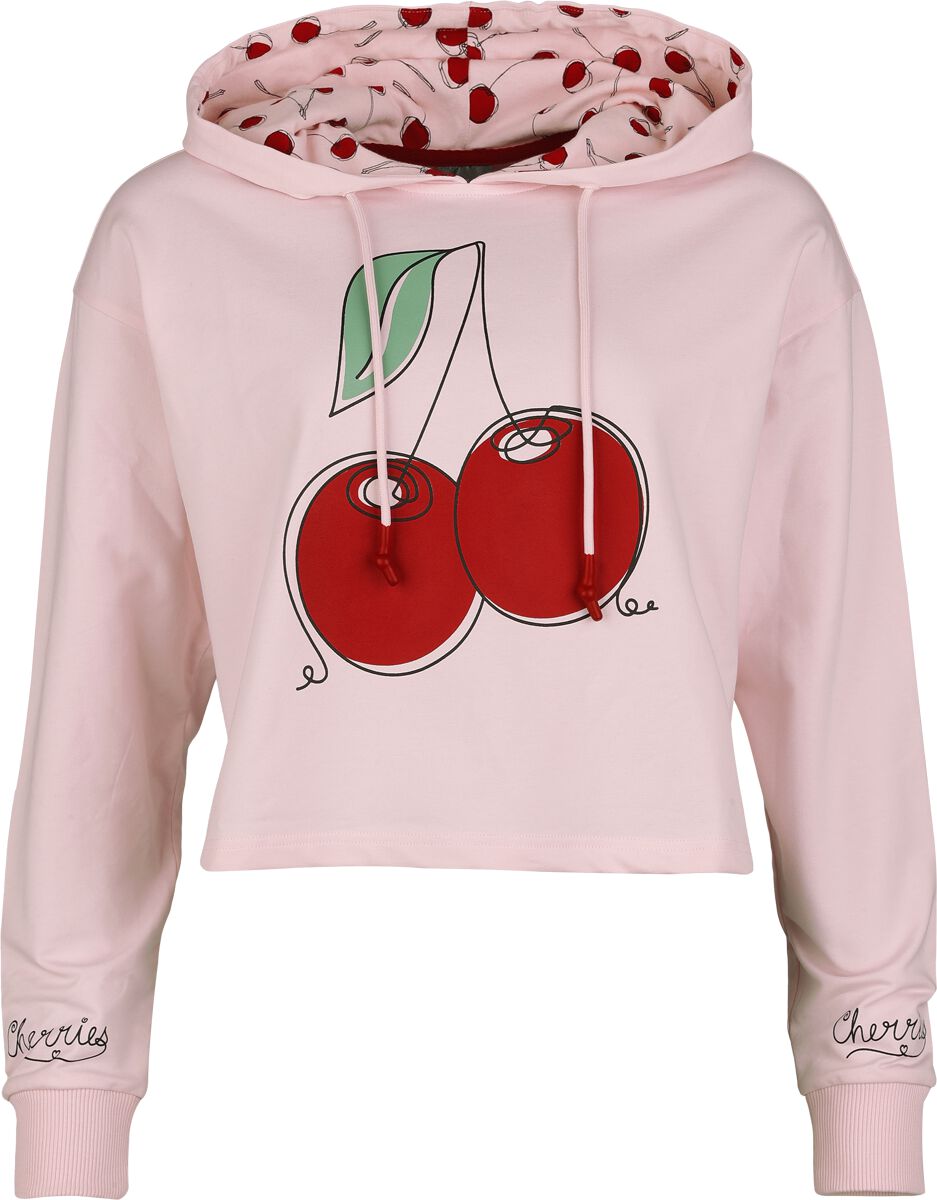 4069225050906 - Cherry Cropped Hooded Kapuzenpullover rosa in XXL