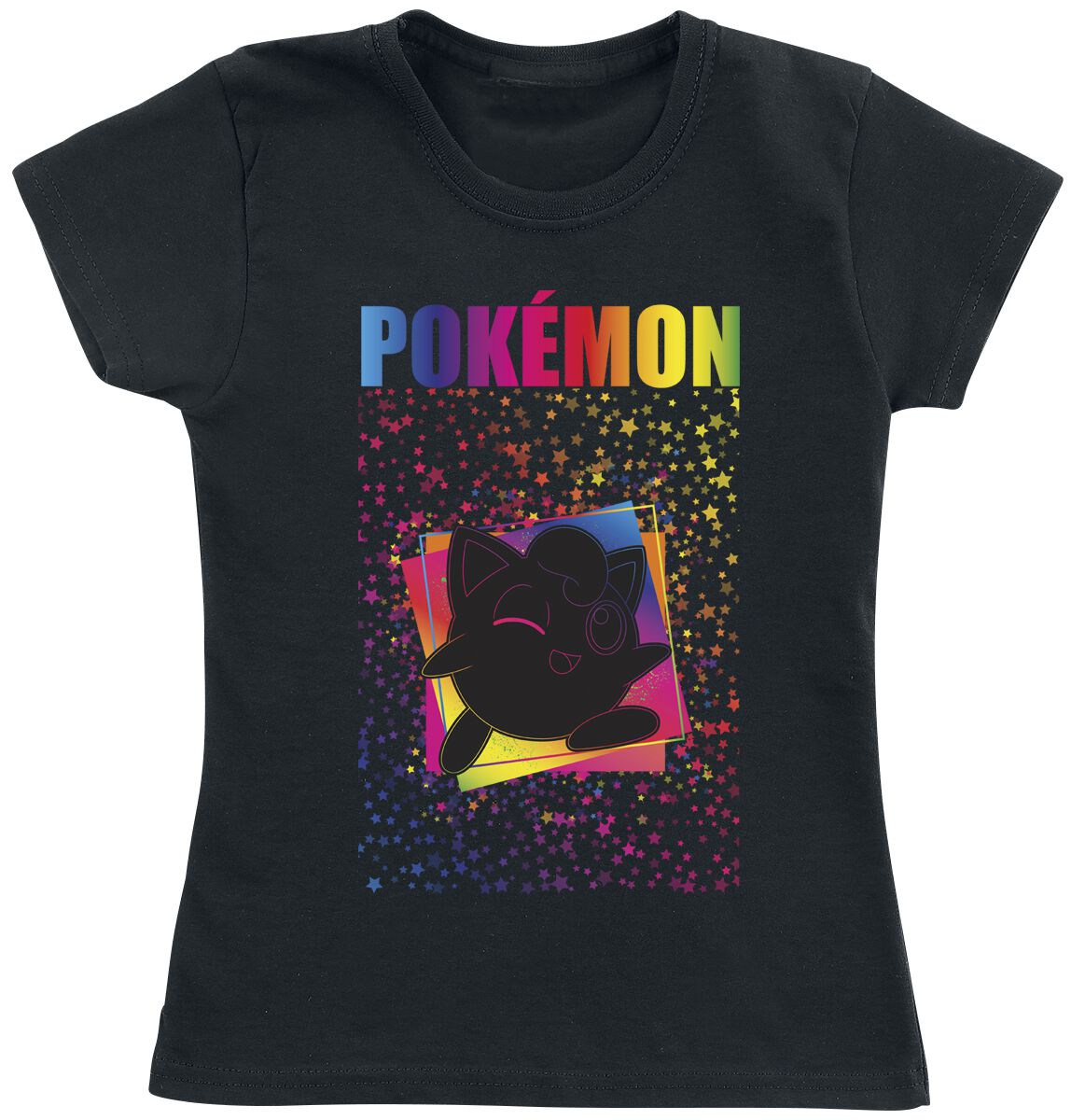 Image of T-Shirt Gaming di Pokémon - Kids - Pummeluff - Rainbow - 128 a 152 - ragazzi & ragazze - nero