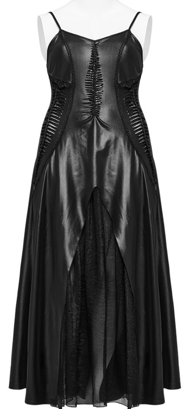Punk Rave Gothic Maxi Dress - Gothic Braided Slip Dress - for Women - black
