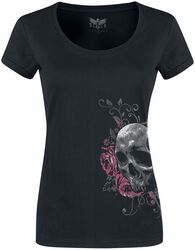 schwarzes T-Shirt mit Rundhalsausschnitt und Print, Black Premium by EMP, T-Shirt