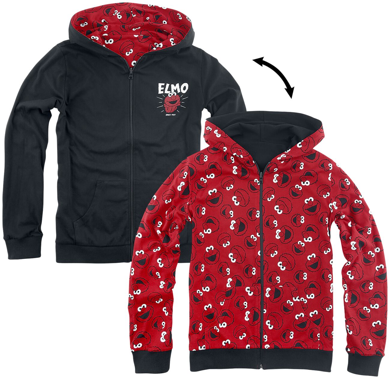 Sesamstraße Kids – Elmo Kinder-Kapuzenjacke rot schwarz