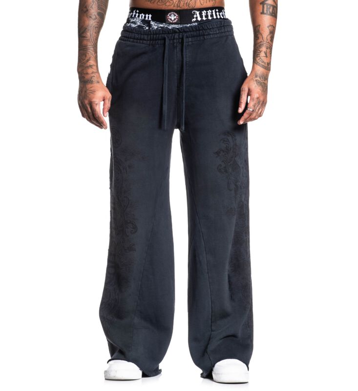 Levně Affliction Winged Up Sweatpant Kalhoty šedá