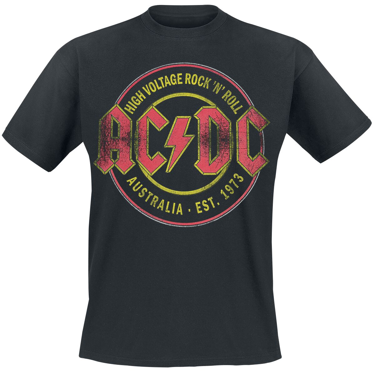 Image of T-Shirt di AC/DC - High Voltage - Rock 'N' Roll - Australia Est. 1973 - S a 3XL - Uomo - nero