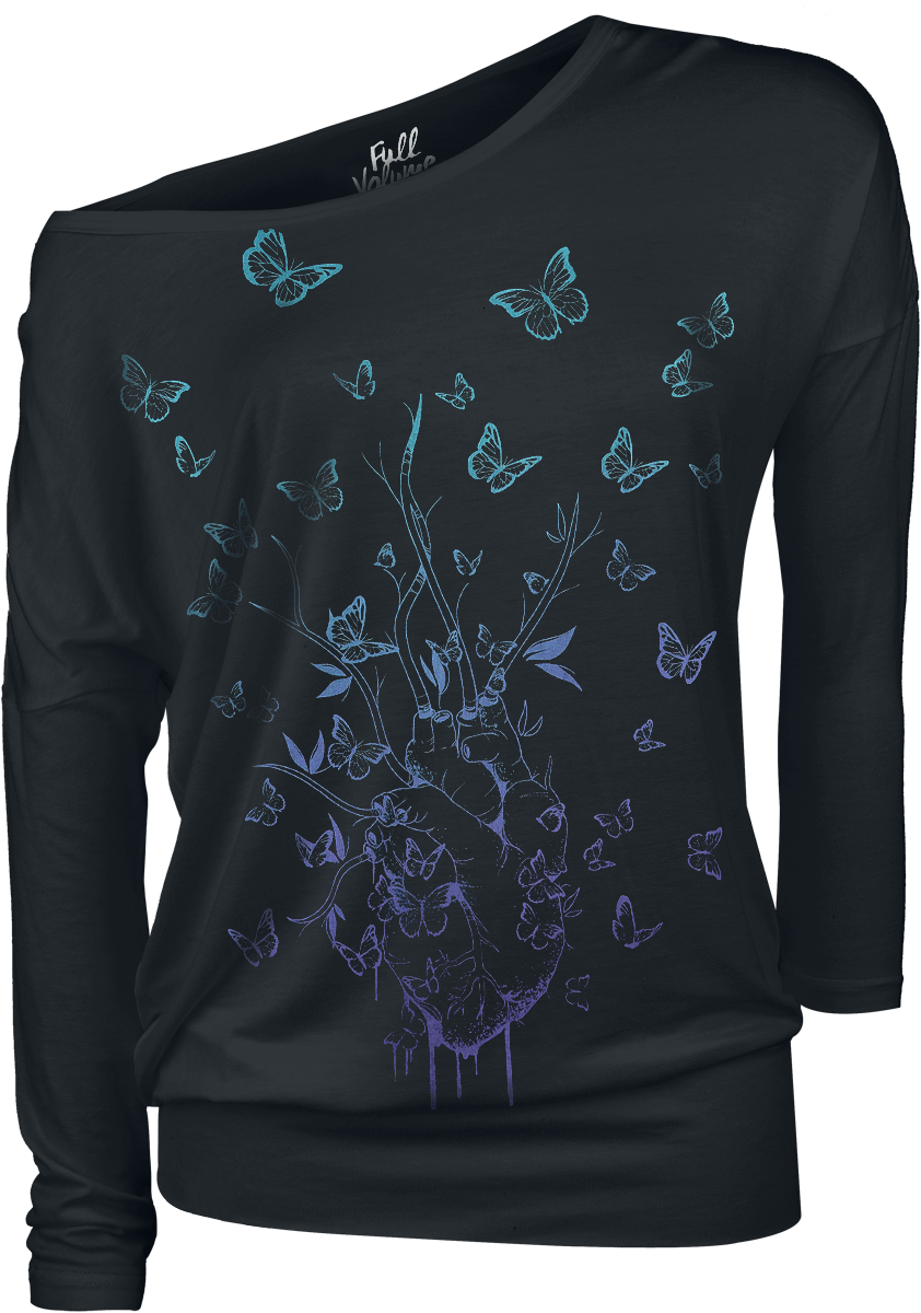 Full Volume by EMP  Long-sleeve Shirt - Long-Sleeve Shirt with Butterfly Print - for Women - black